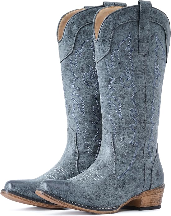 Blue Haze Mid Calf Fashion Cowgirl Boots VA10