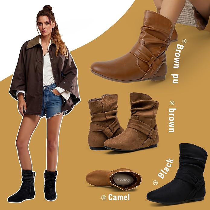 Brown Slouch Ankle Boots VA18 - Image 2
