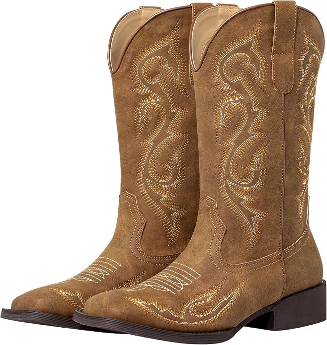 Brown Western Embroidered Boots VA8