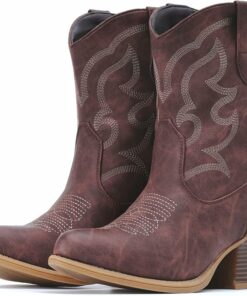 Red Suede Ankle Western Cowgirl Boots VA7