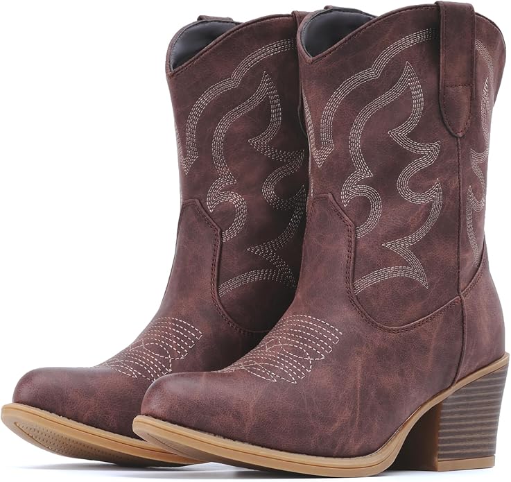 Red Suede Ankle Western Cowgirl Boots VA7
