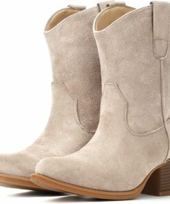 Suede Taupe Ankle Western Cowgirl Boots VA2